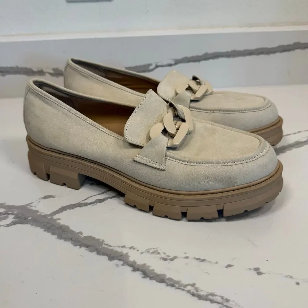Wonderly Lana‎ Lug Loafer Chunky Cream Size 10 Chain-never worn, just in closet!